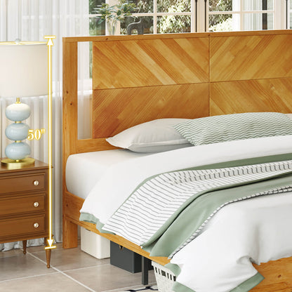 Lunel Queen Solid Wood Bed Frame-Yellowwish Brown