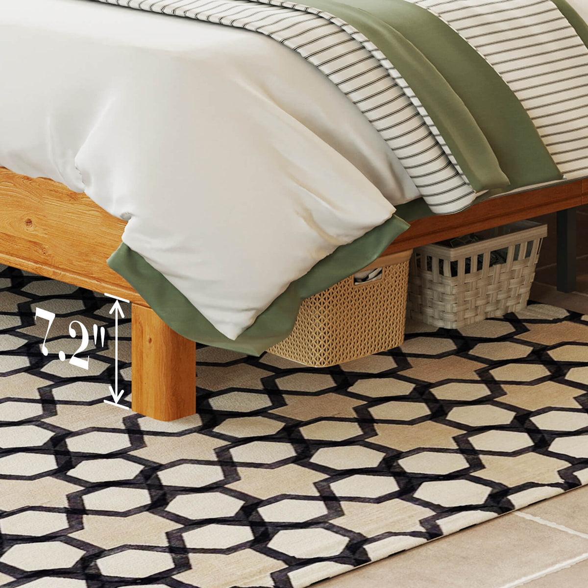 Lunel Queen Solid Wood Bed Frame-Yellowwish Brown