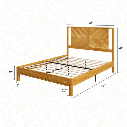 Lunel Queen Solid Wood Bed Frame-Yellowwish Brown