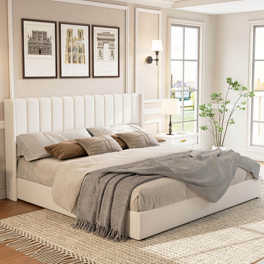 Brinley Lift Up Storage Bed Frame-Queen(White)