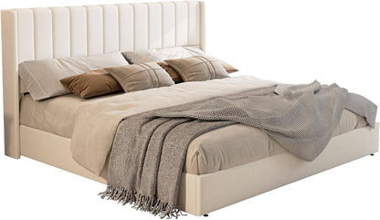 Brinley Lift Up Storage Bed Frame-Queen(White)