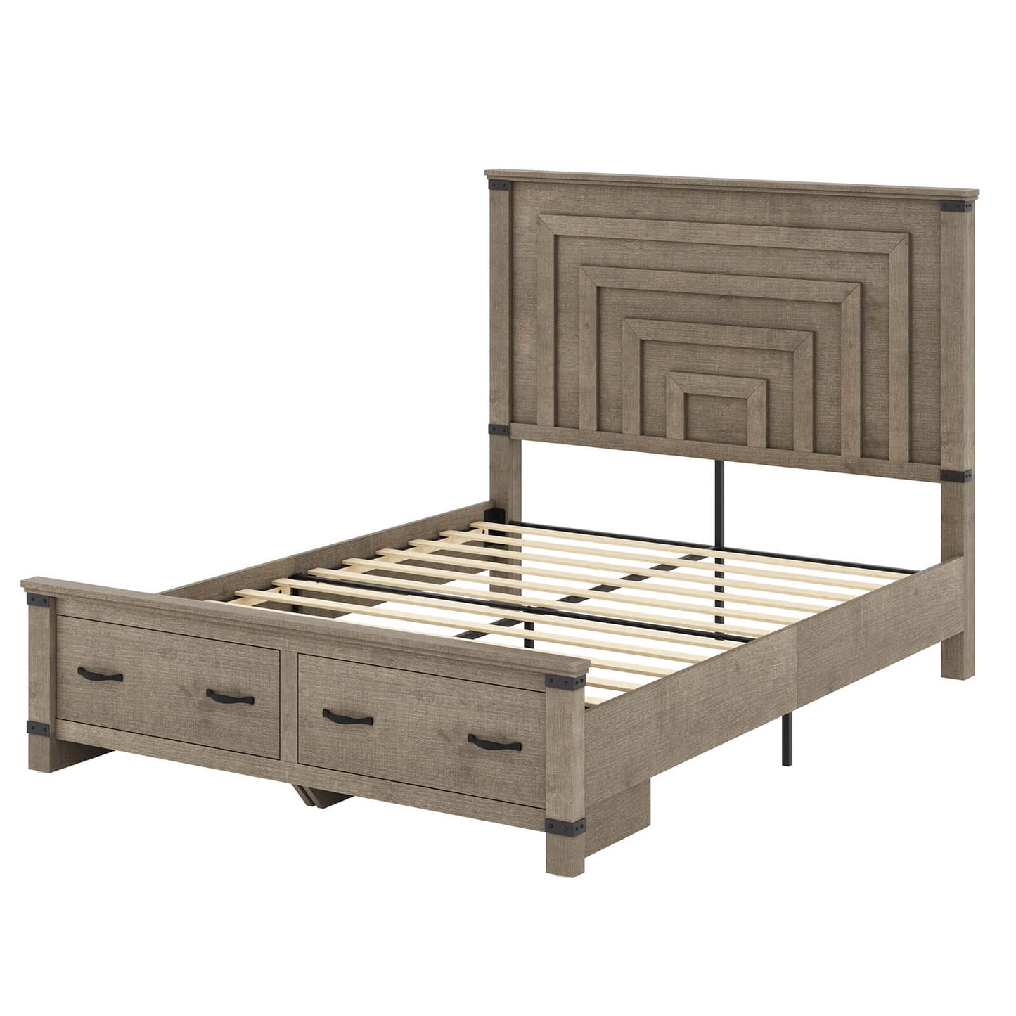 Quin Bed Frame Farmhouse Storage Bed - FullRusticGrey