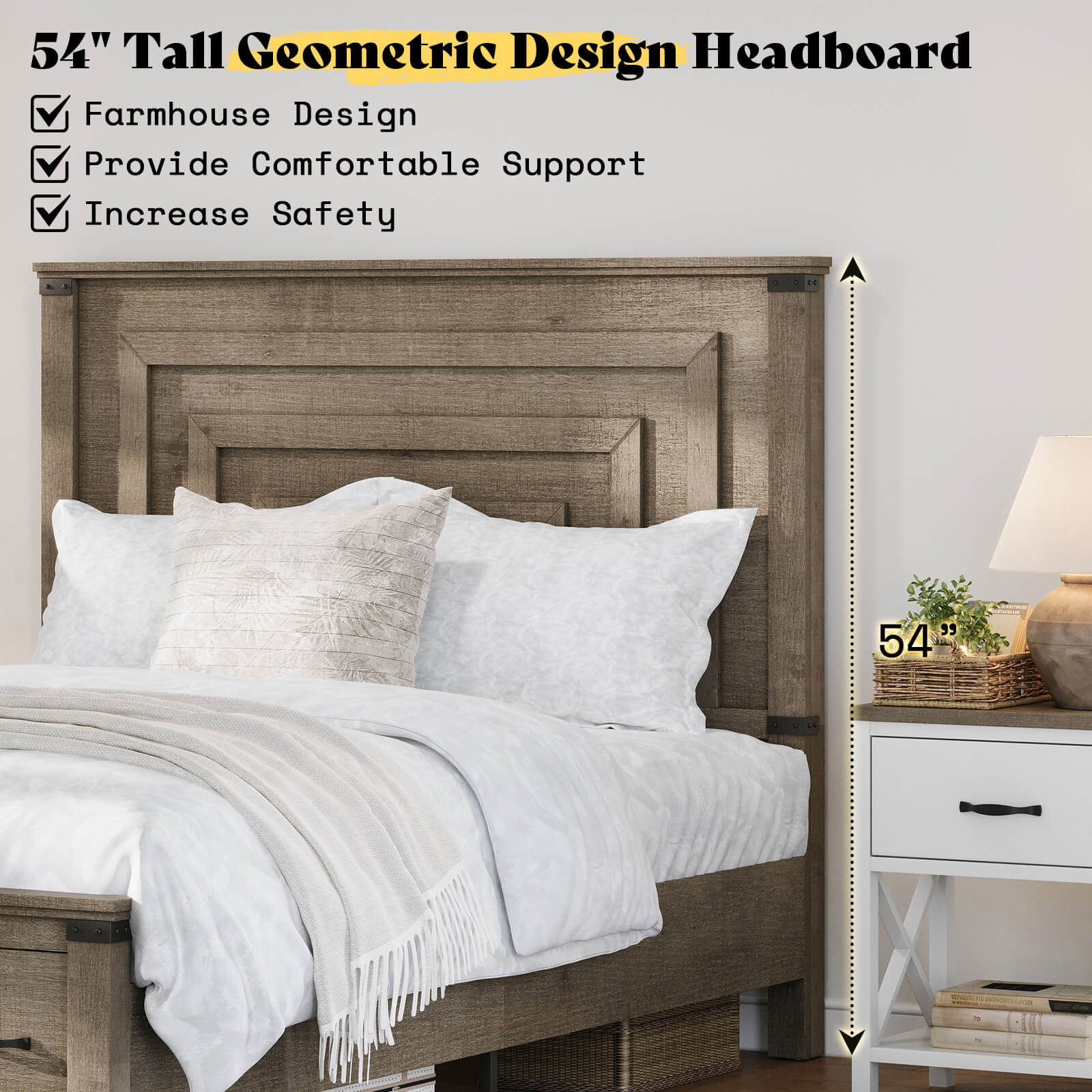Quin Bed Frame Farmhouse Storage Bed - QueenRusticGrey