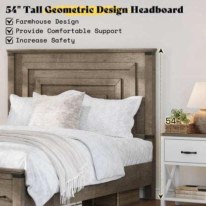 Quin Bed Frame Farmhouse Storage Bed - QueenRusticGrey