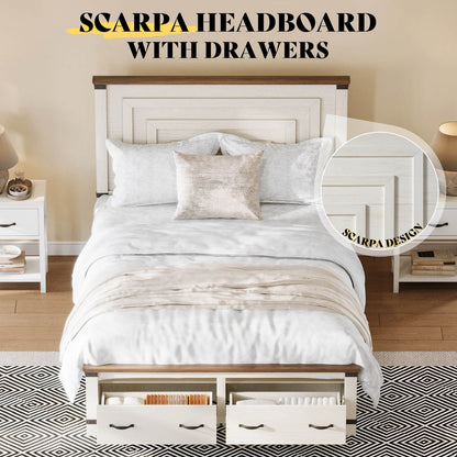Quin Bed Frame Farmhouse Storage Bed - QueenRusticWhite
