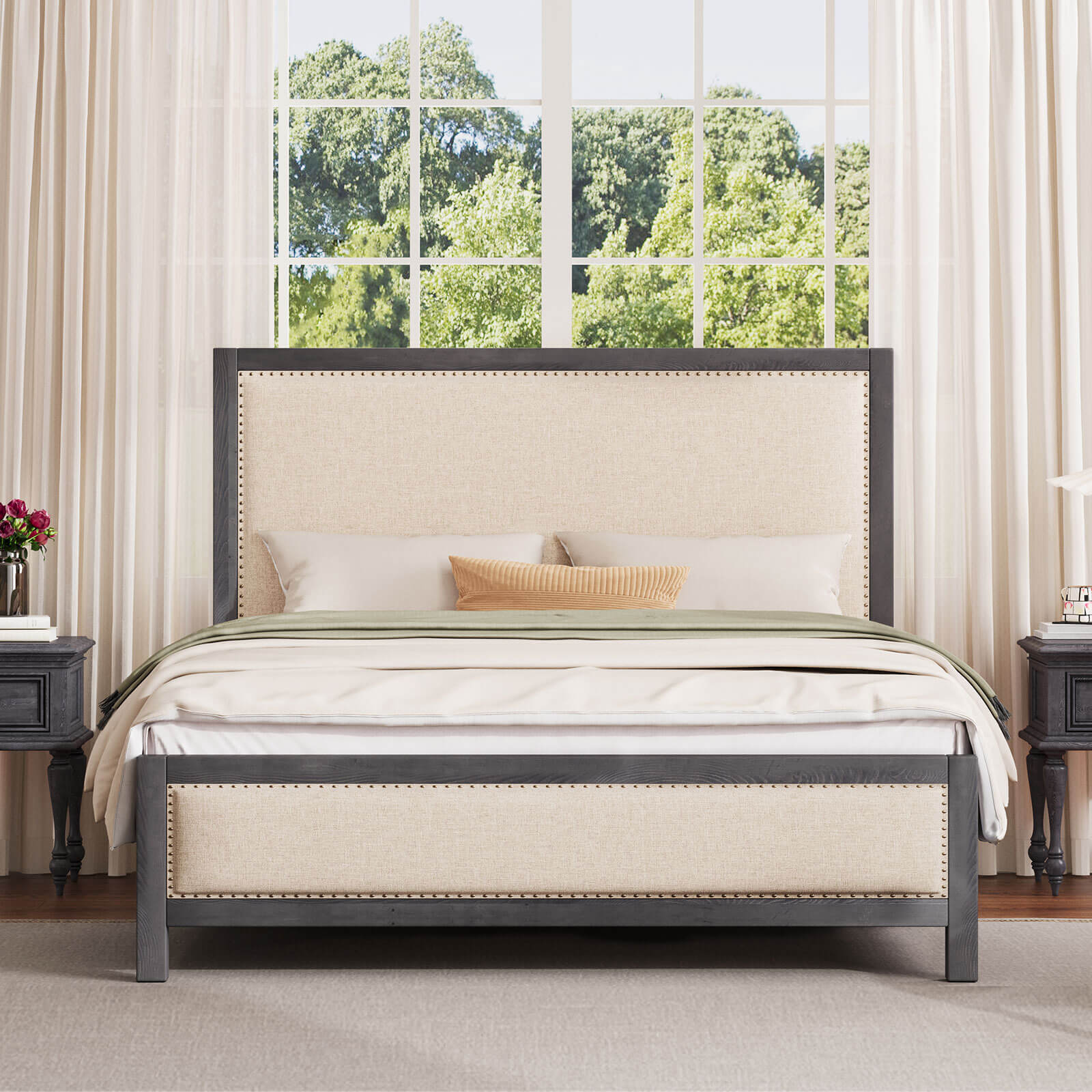 Graystone Solid Wood Bed Frame - Amerlife?-?Full-Rustic-Blue