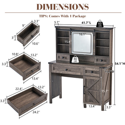 Bourton 42 Makeup Vanity - Gray