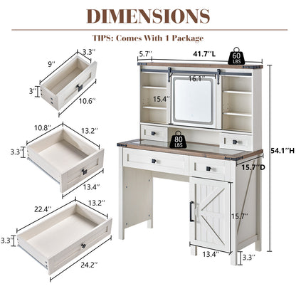 Bourton 42 Makeup Vanity - White