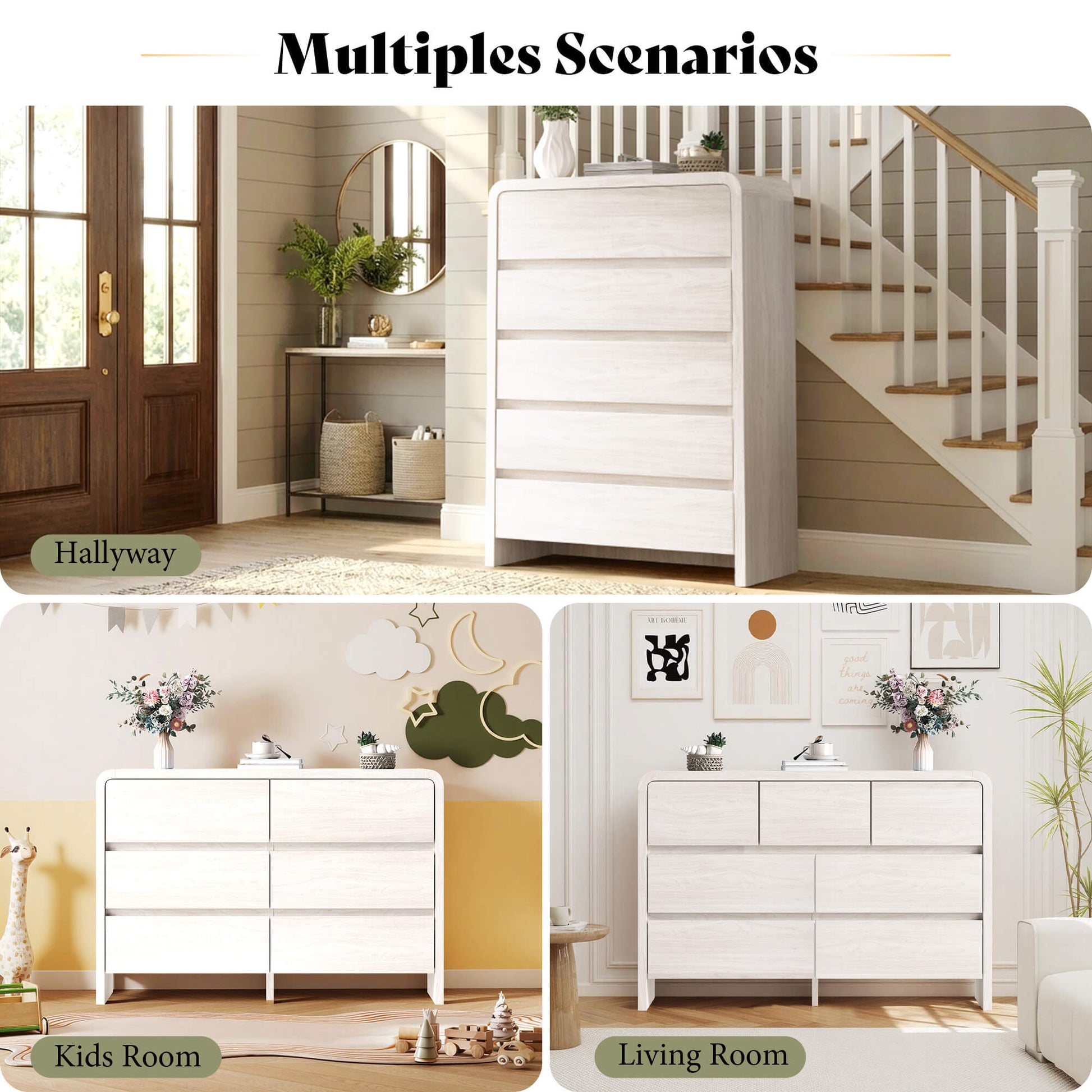 Garyon Modern Bedroom Furniture Set -5+2White