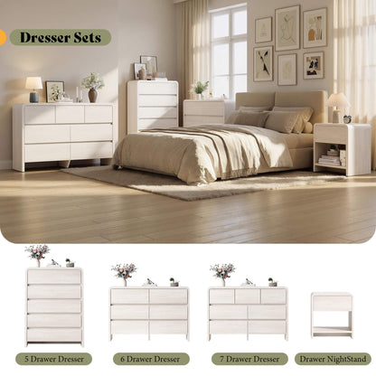 Garyon Modern Bedroom Furniture Set -5+6+2White