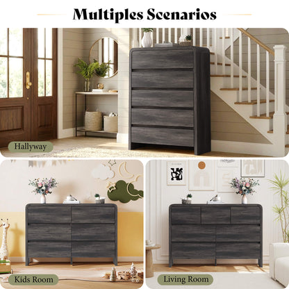 Garyon Modern Bedroom Furniture Set -5+7+2Black