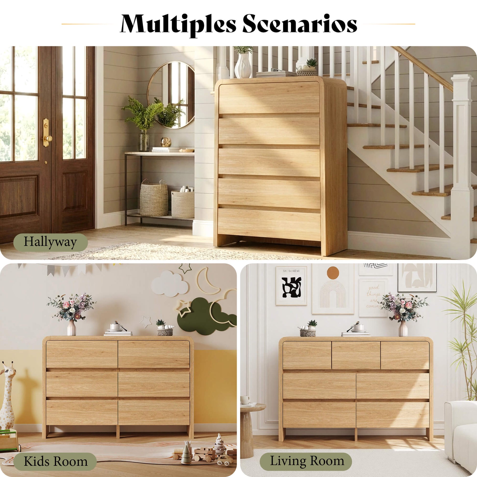 Garyon Modern Bedroom Furniture Set -6+2LightOak