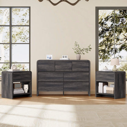 Garyon Modern Bedroom Furniture Set -7+2Black