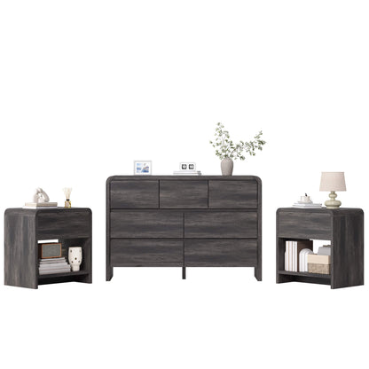 Garyon Modern Bedroom Furniture Set -7+2Black