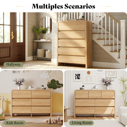 Garyon Modern Bedroom Furniture Set -7+2LightOak
