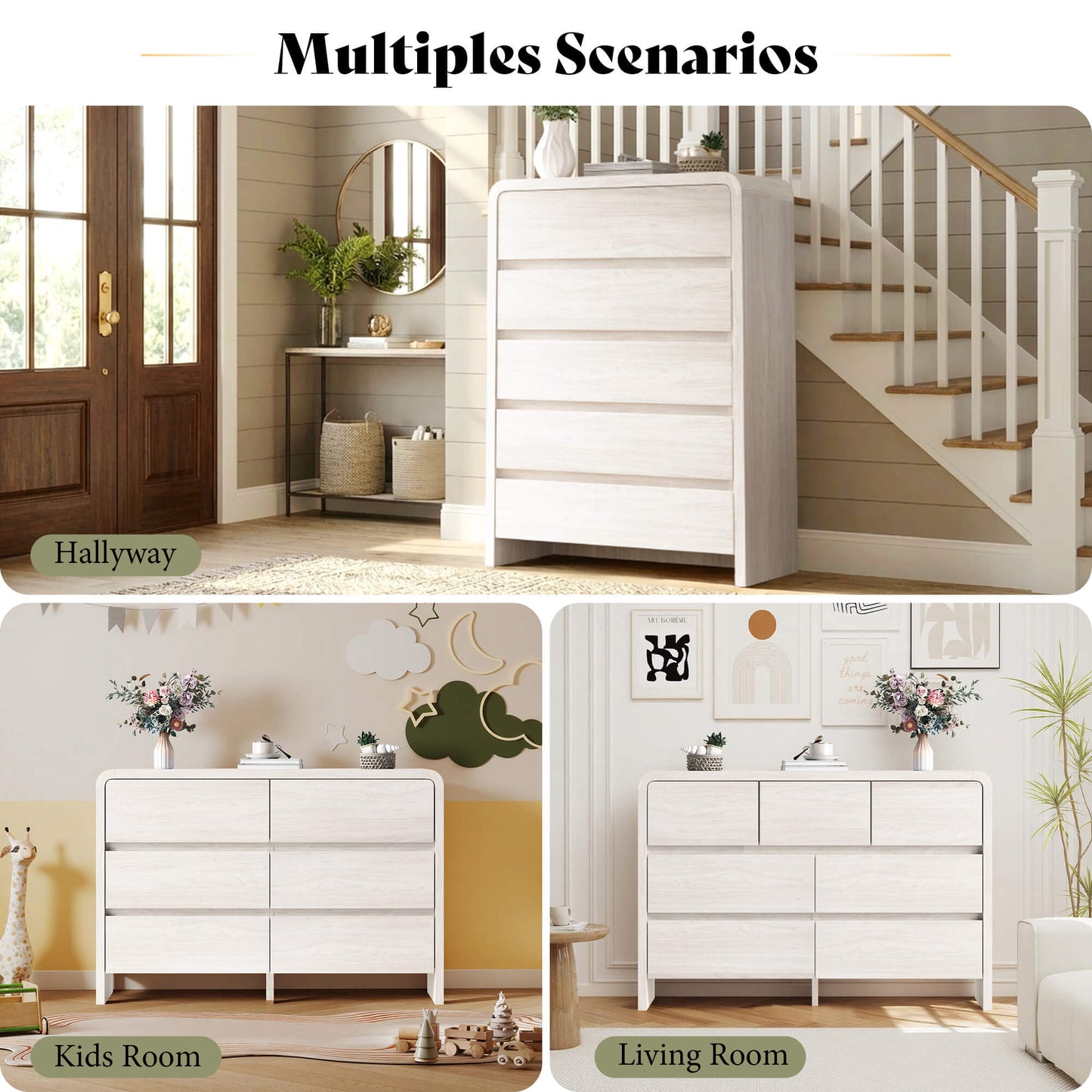 Garyon Modern Bedroom Furniture Set -7+2White