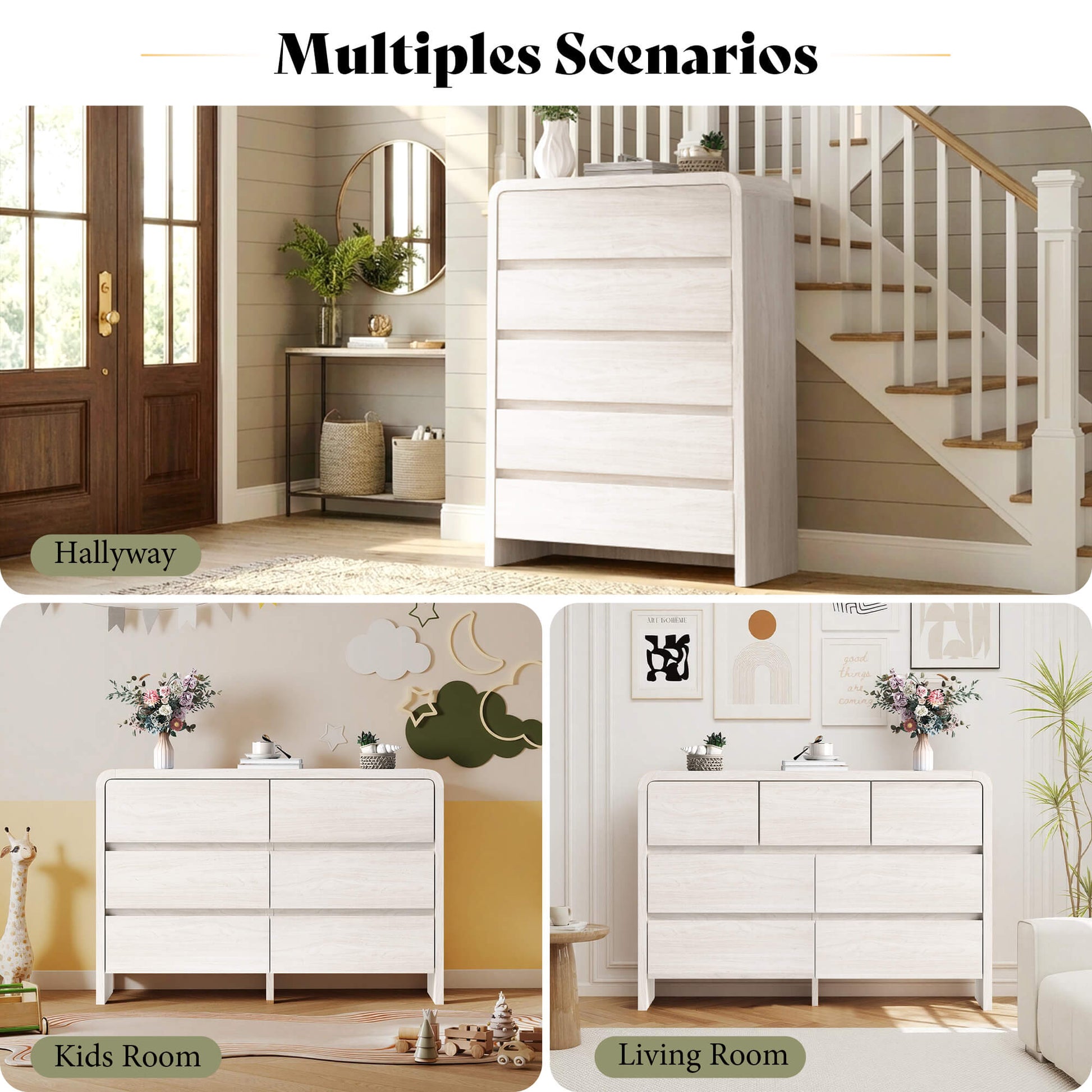 Garyon Modern Bedroom Furniture Set -7+2White