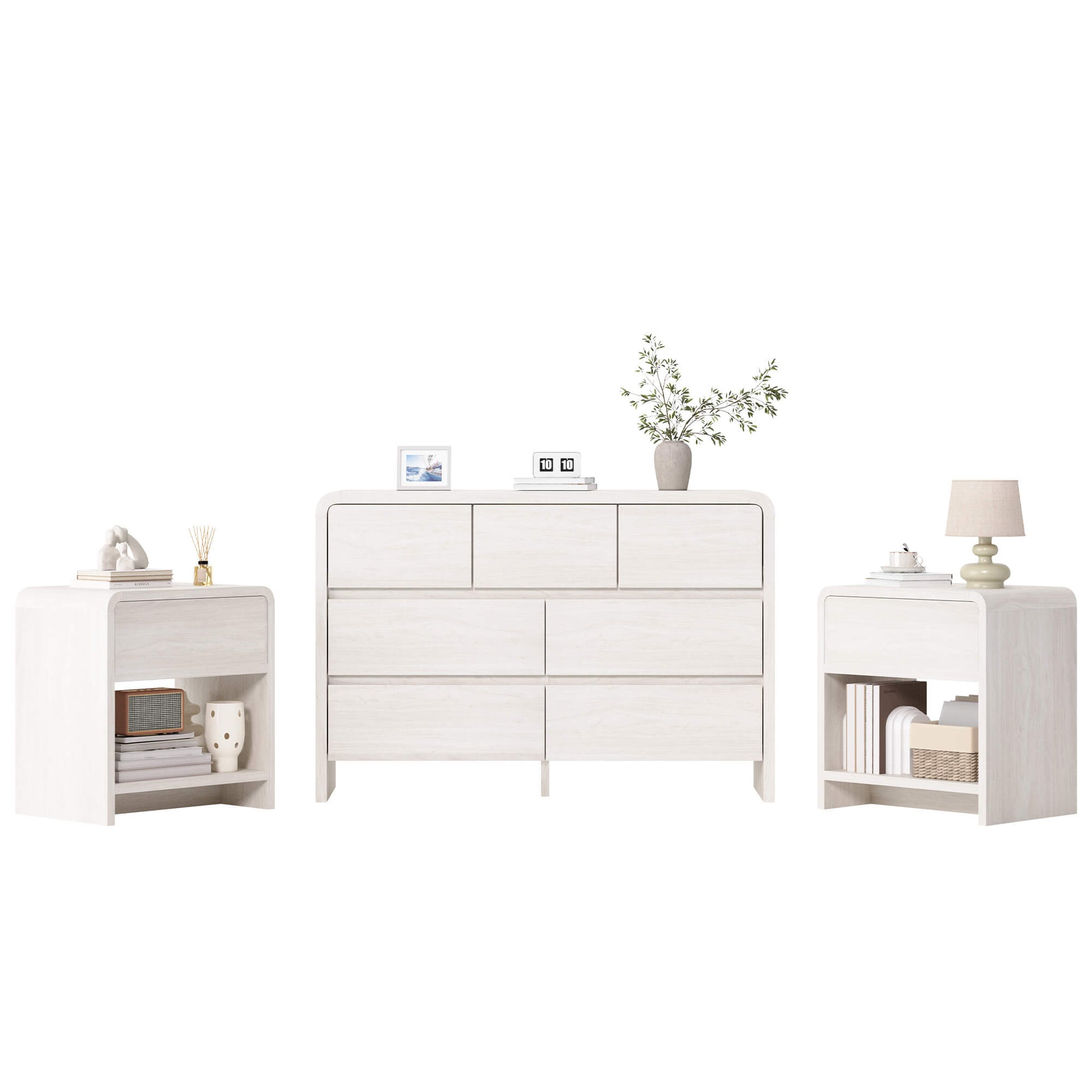 Garyon Modern Bedroom Furniture Set -7+2White