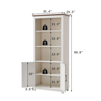 Bret Farmhouse Bookcase Storage Cabinet Rustic White