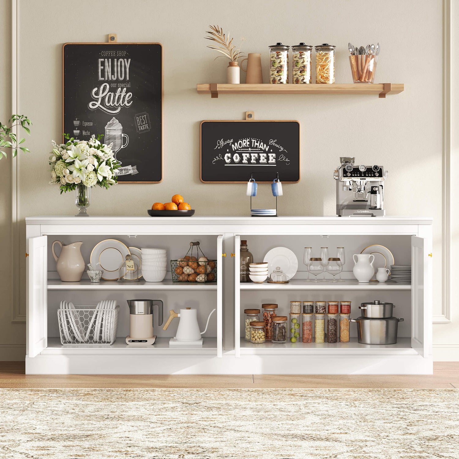 Averis 72" Sideboard Buffet Cabinet Amerlife White