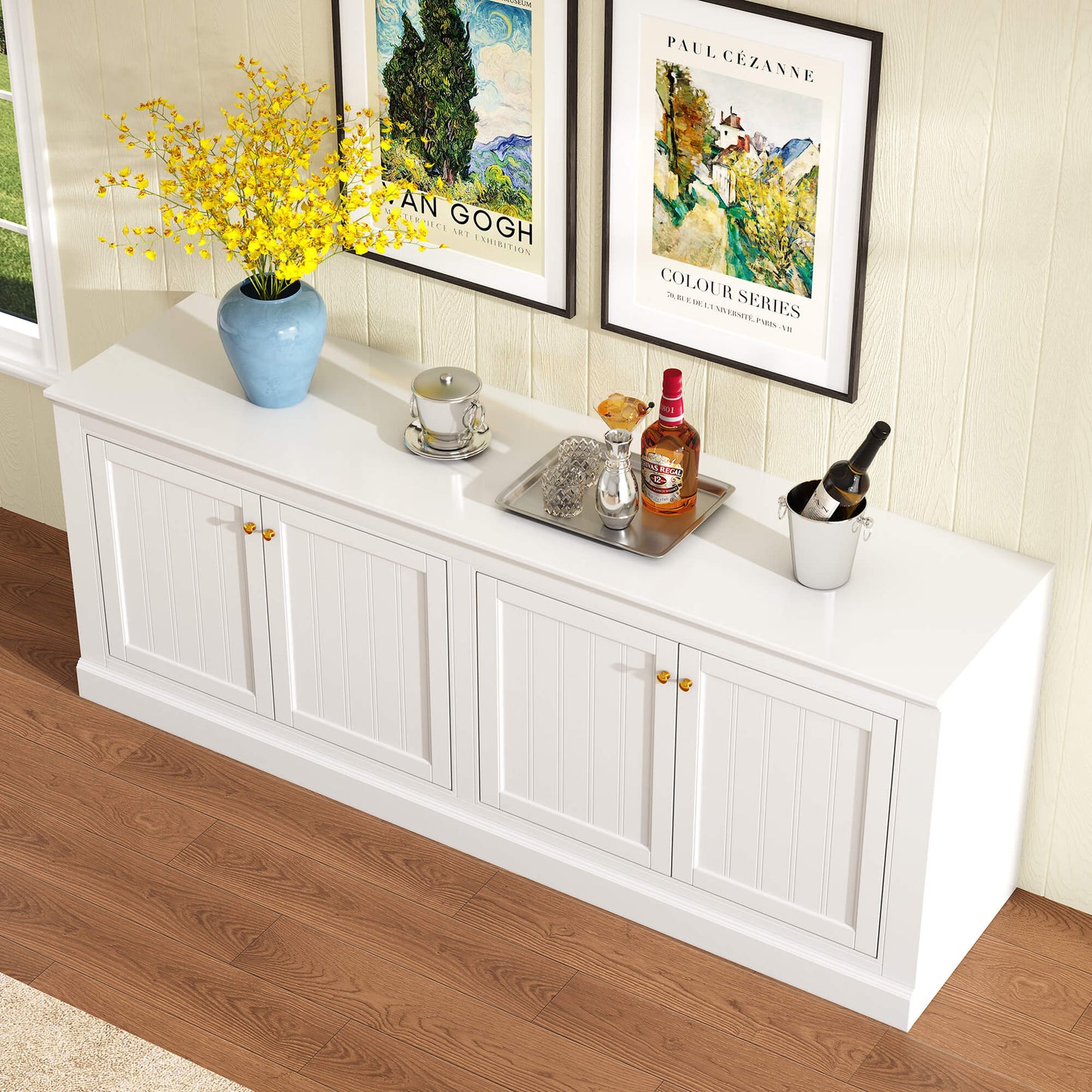 Averis 72" Sideboard Buffet Cabinet Amerlife White