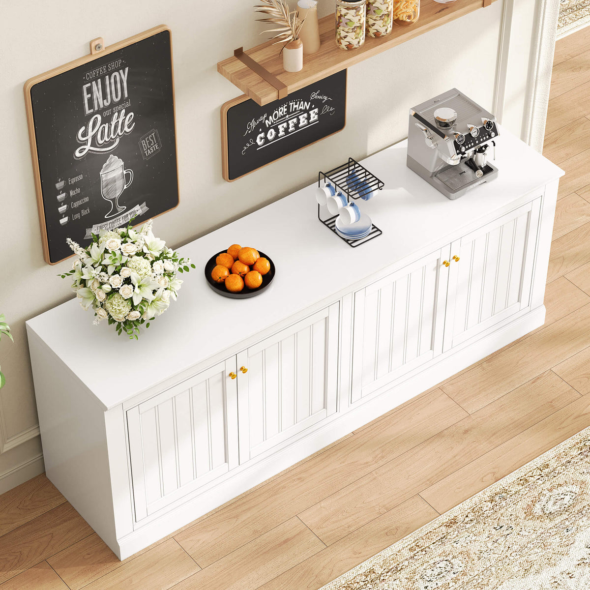 Averis 72" Sideboard Buffet Cabinet Amerlife White