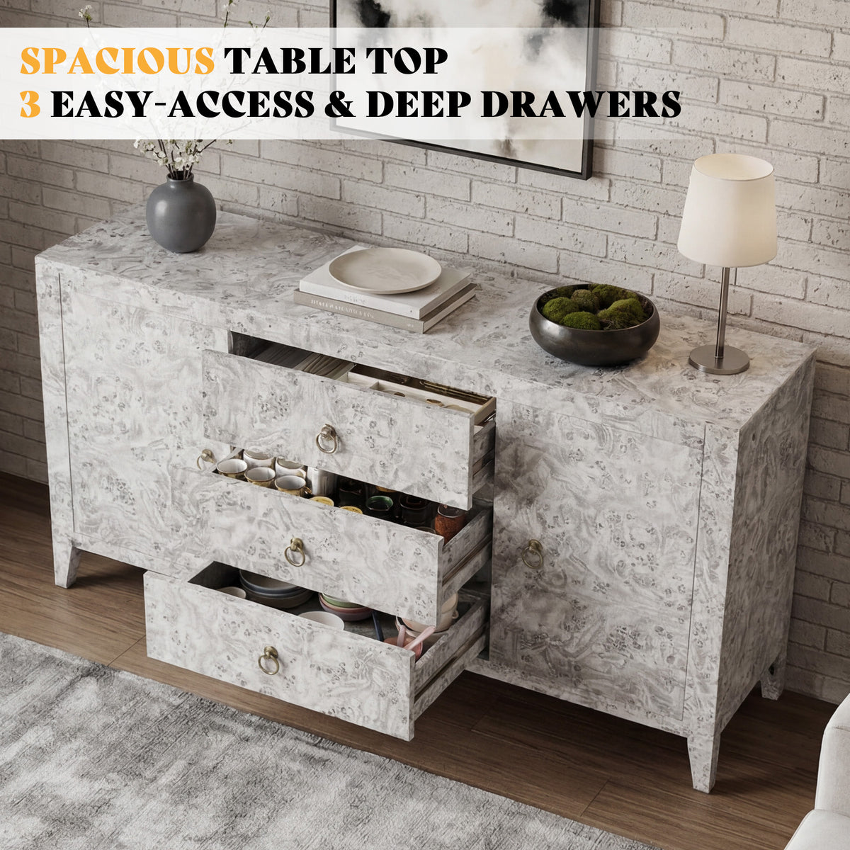 Orlando 60'' High Gloss Buffet Amerlife Grey