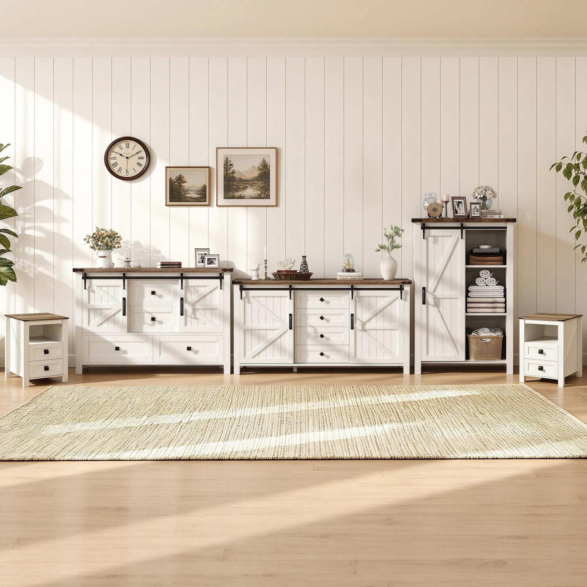 Farmhouse Bedroom Set with Storage Amerlife Antique White