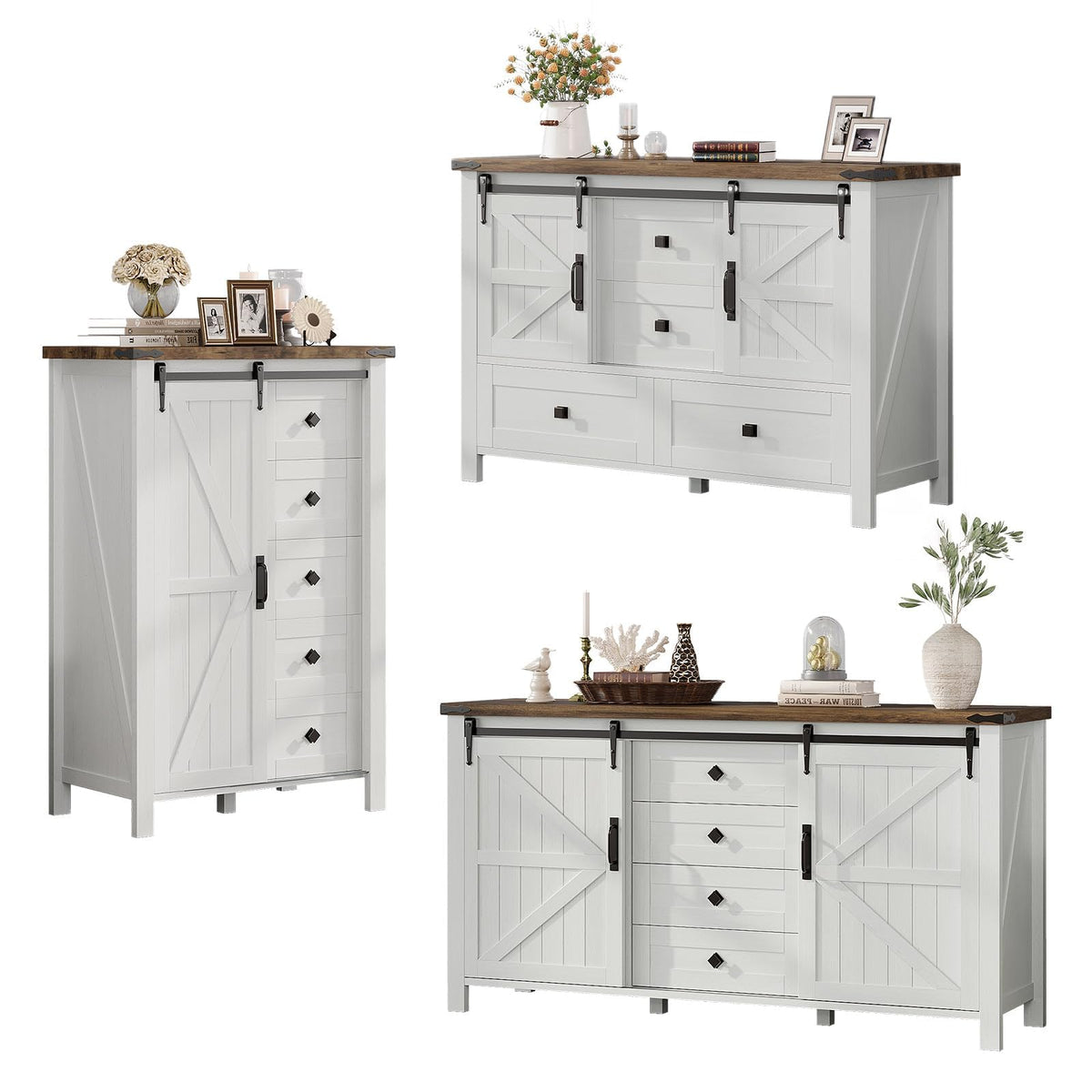Marlowe Farmhouse Dresser Set Amerlife Distressed White