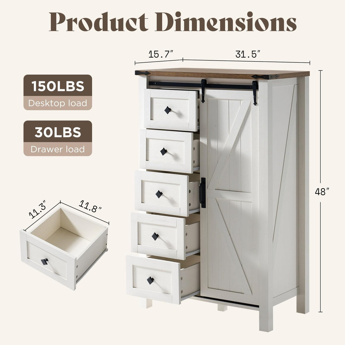 Marlowe Farmhouse Dresser Set Amerlife Distressed White