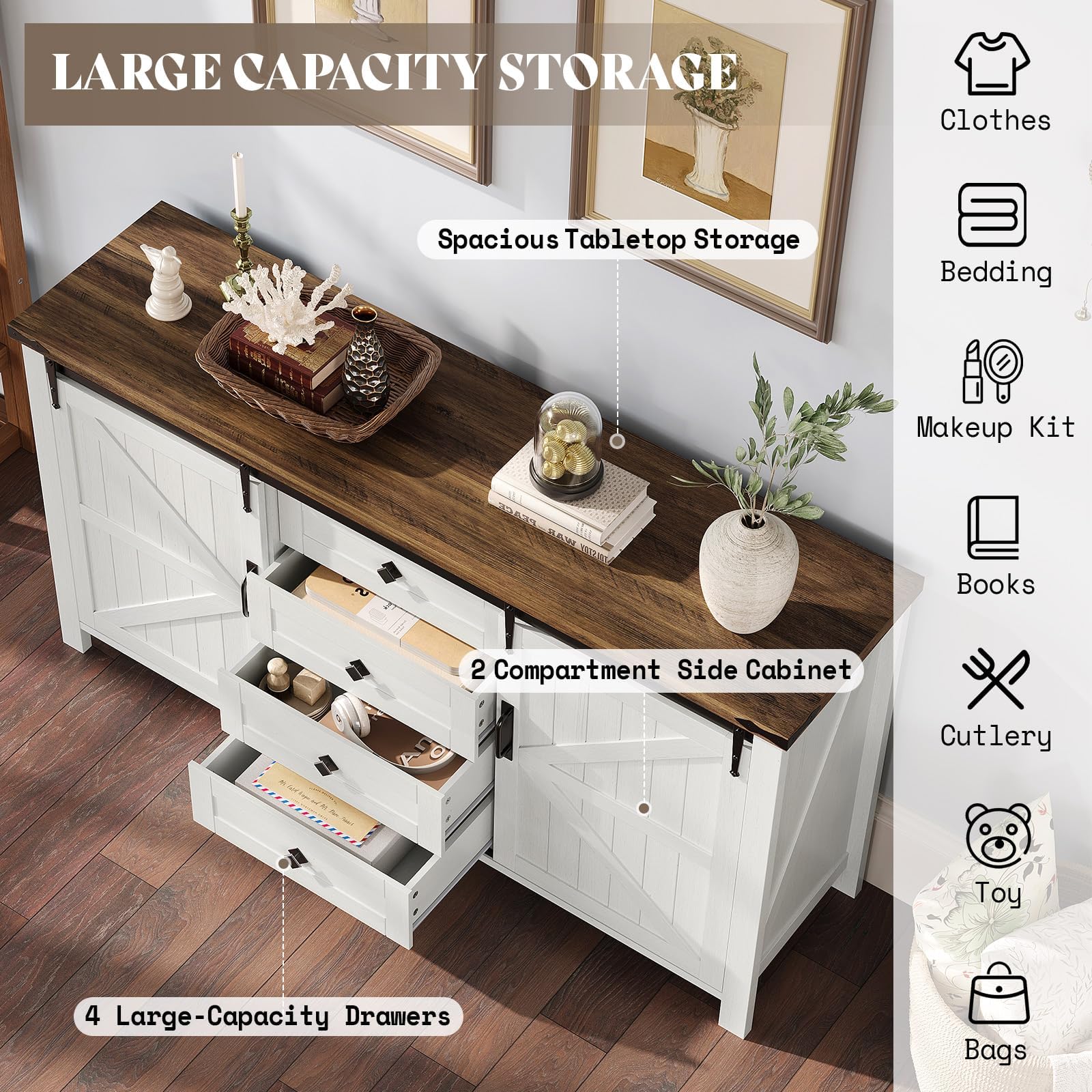 Marlowe Farmhouse Dresser Set Amerlife Distressed White
