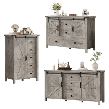 Marlowe Farmhouse Dresser Set Amerlife Light Rustic Oak