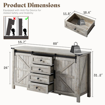 Marlowe Farmhouse Dresser Set Amerlife Light Rustic Oak