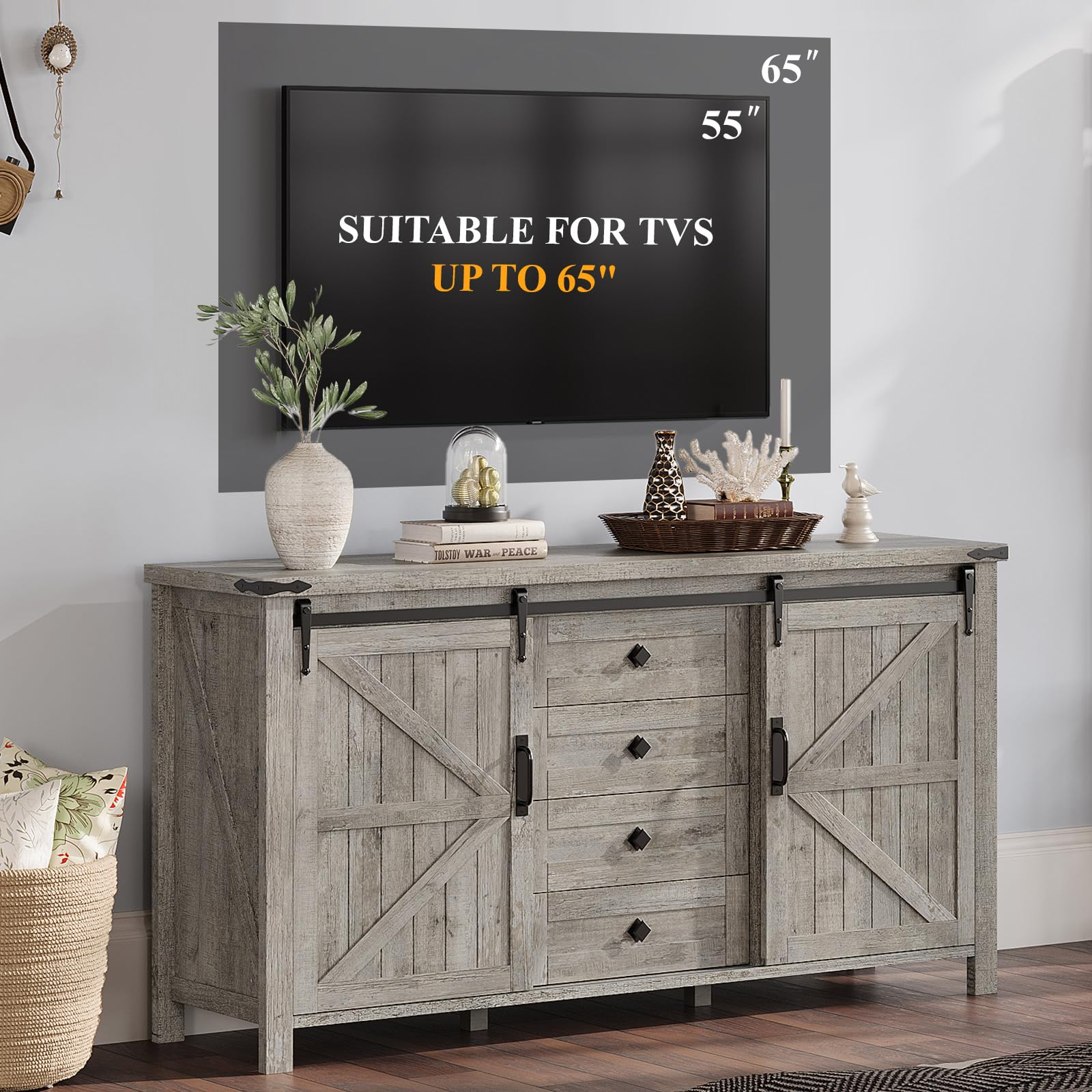 Marlowe Farmhouse Dresser Set Amerlife Light Rustic Oak