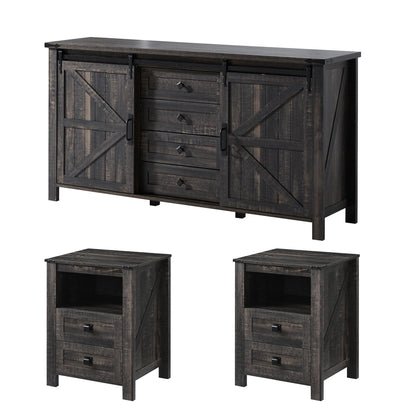 Farmhouse Bedroom Set with Storage Amerlife  Bedroom Furniture Sets Black Oak