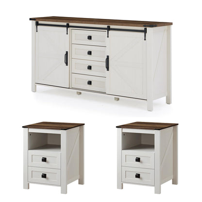 Marlowe Farmhouse Storage Set Amerlife Distressed White
