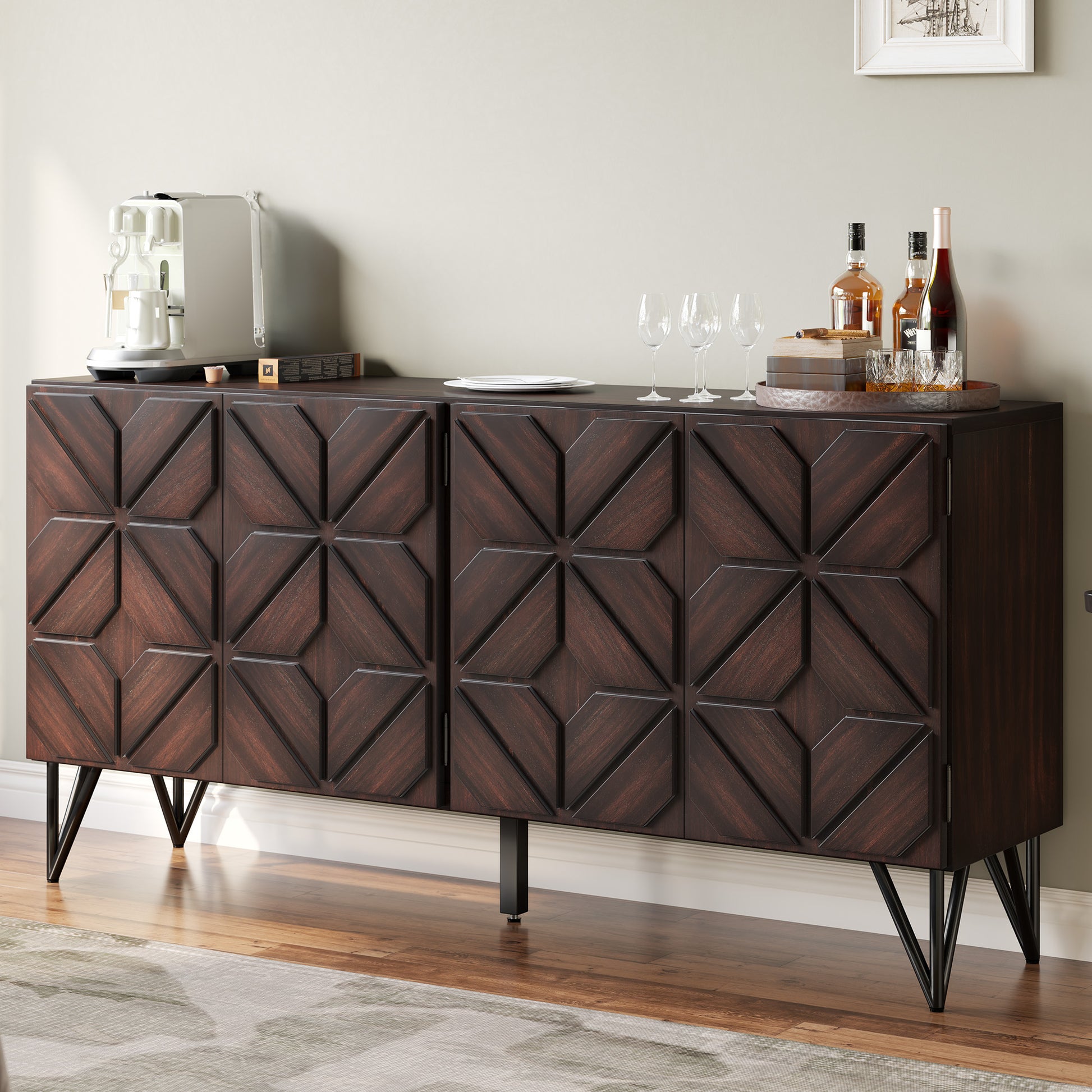 Cameo Acacia Wood Sideboard Cabinet