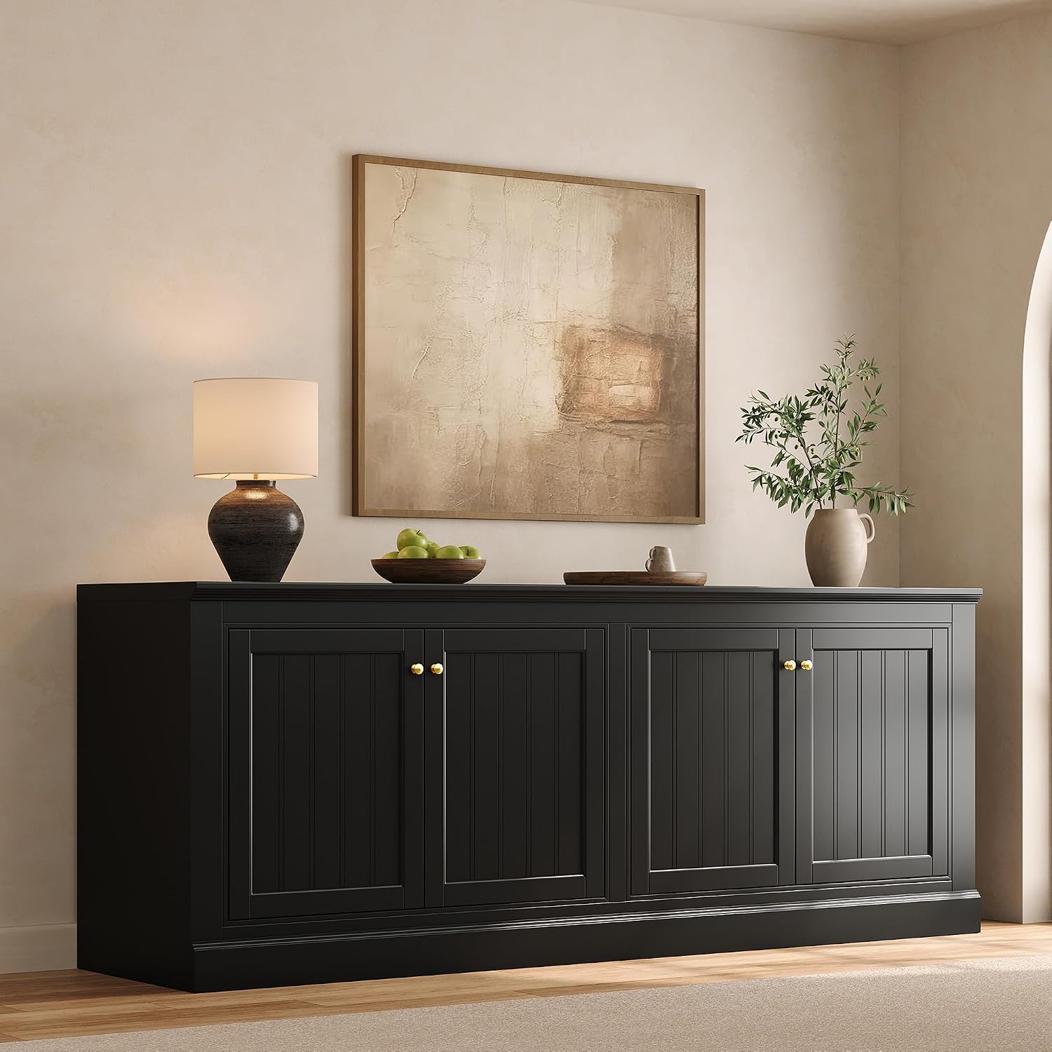 Averis 72" Sideboard Buffet Cabinet Amerlife Black