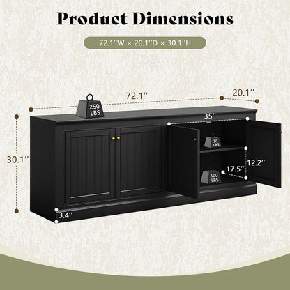 Averis 72" Sideboard Buffet Cabinet Amerlife Black