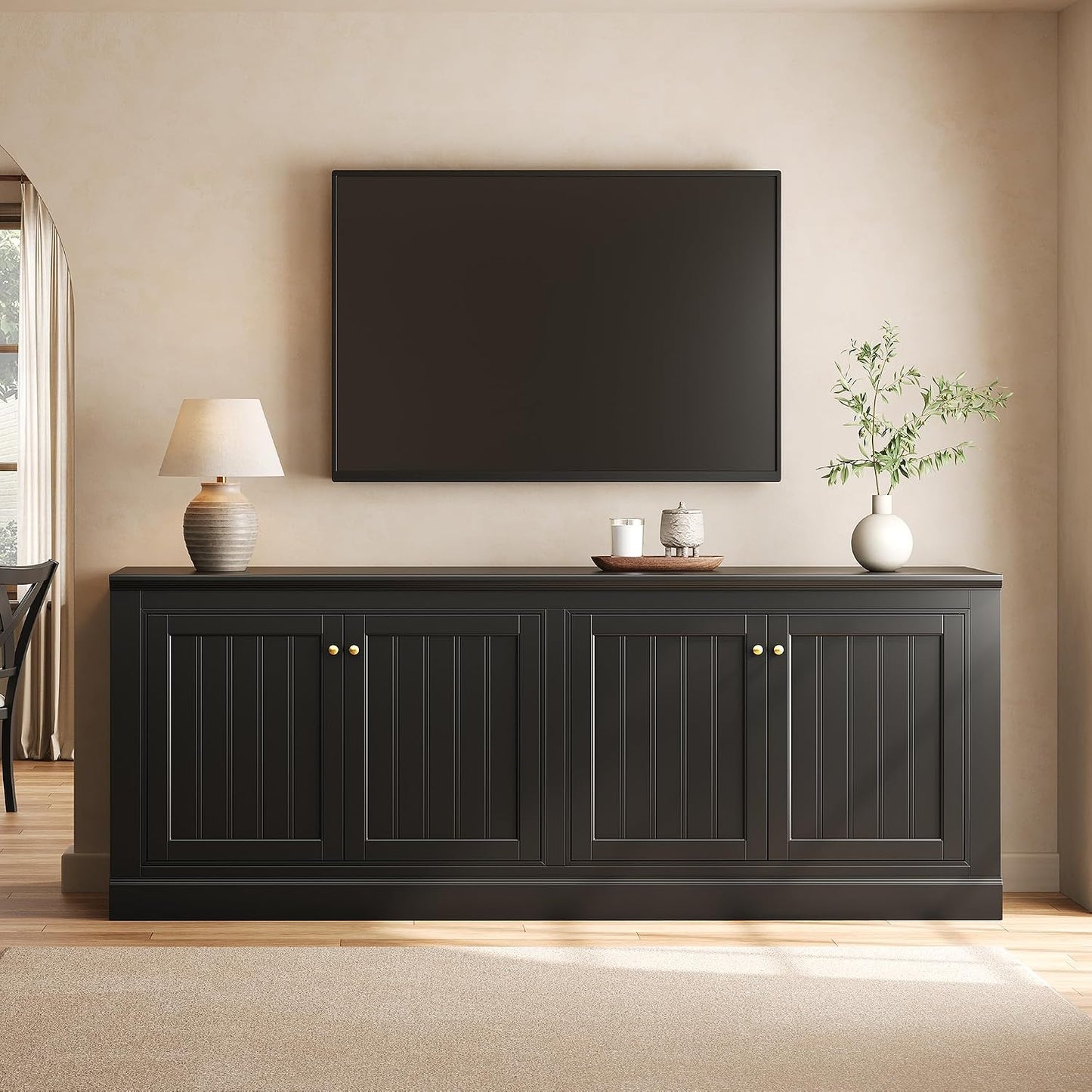 Averis 72" Sideboard Buffet Cabinet Amerlife Black