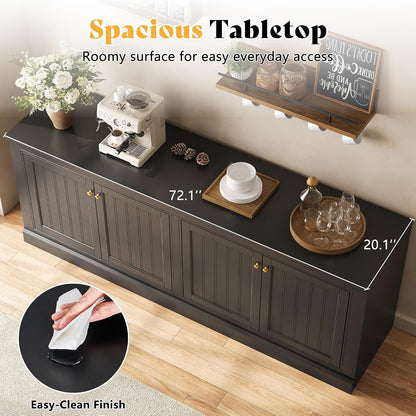 Averis 72" Sideboard Buffet Cabinet Amerlife Black
