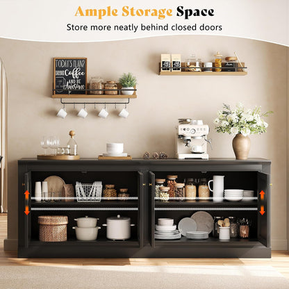 Averis 72" Sideboard Buffet Cabinet Amerlife Black