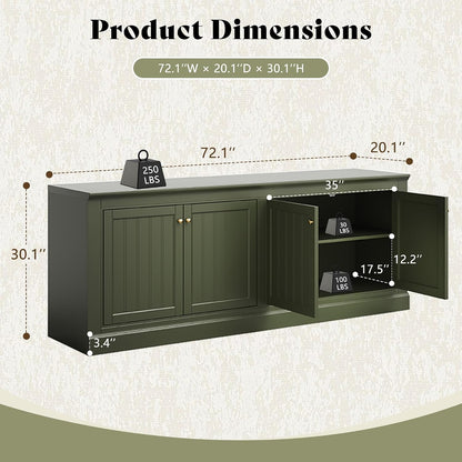 Averis 72" Sideboard Buffet Cabinet Amerlife Olive Green