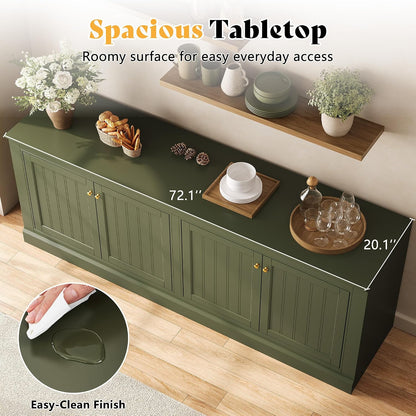 Averis 72" Sideboard Buffet Cabinet Amerlife Olive Green