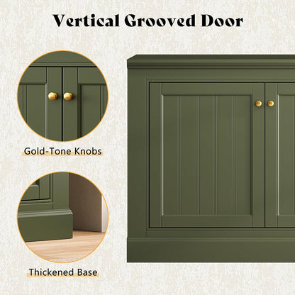 Averis 72" Sideboard Buffet Cabinet Amerlife Olive Green