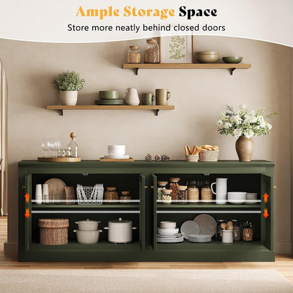 Averis 72" Sideboard Buffet Cabinet Amerlife Olive Green