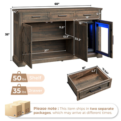 Frost Farmhouse Coffee Bar Cabinet Brown