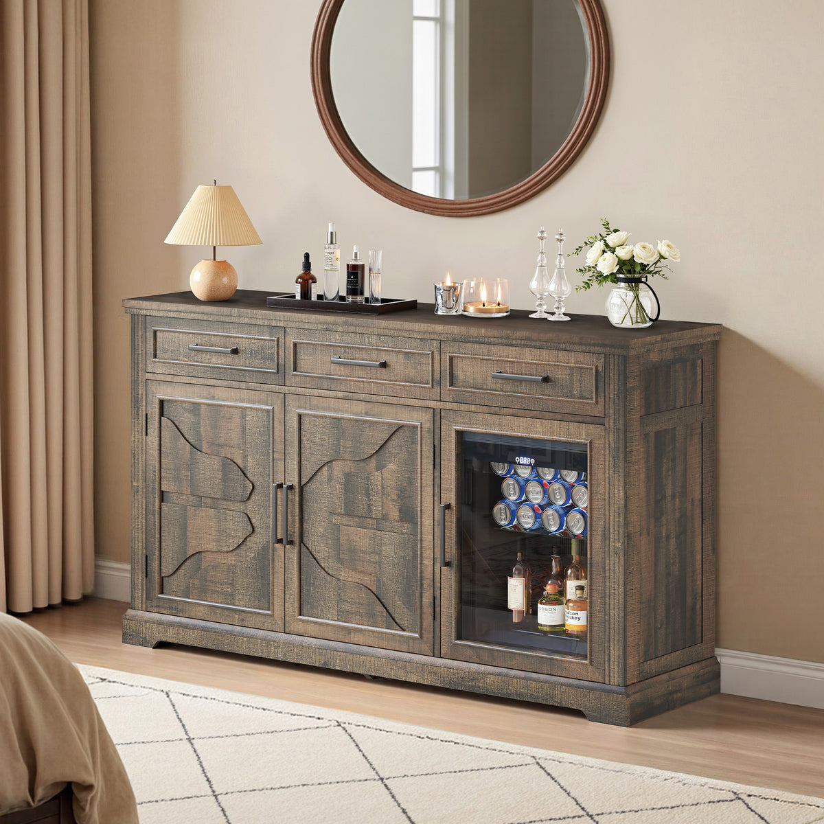 Frost Farmhouse Coffee Bar Cabinet Brown