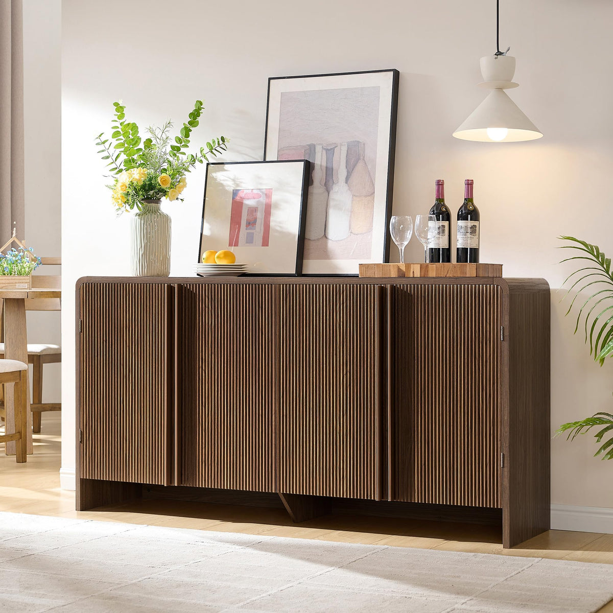 Sidra Fluted Buffet Cabinet Amerlife Brown