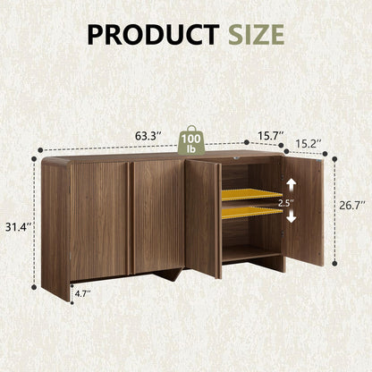 Sidra Fluted Buffet Cabinet Amerlife Brown